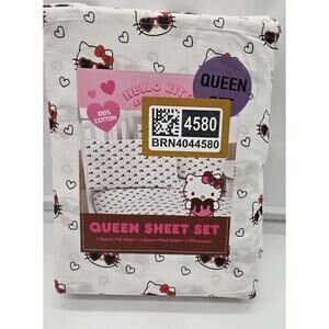 4 piece Sanrio Hello Kitty & Friends Sprinkles & Hearts Queen Sheet Set NEW
